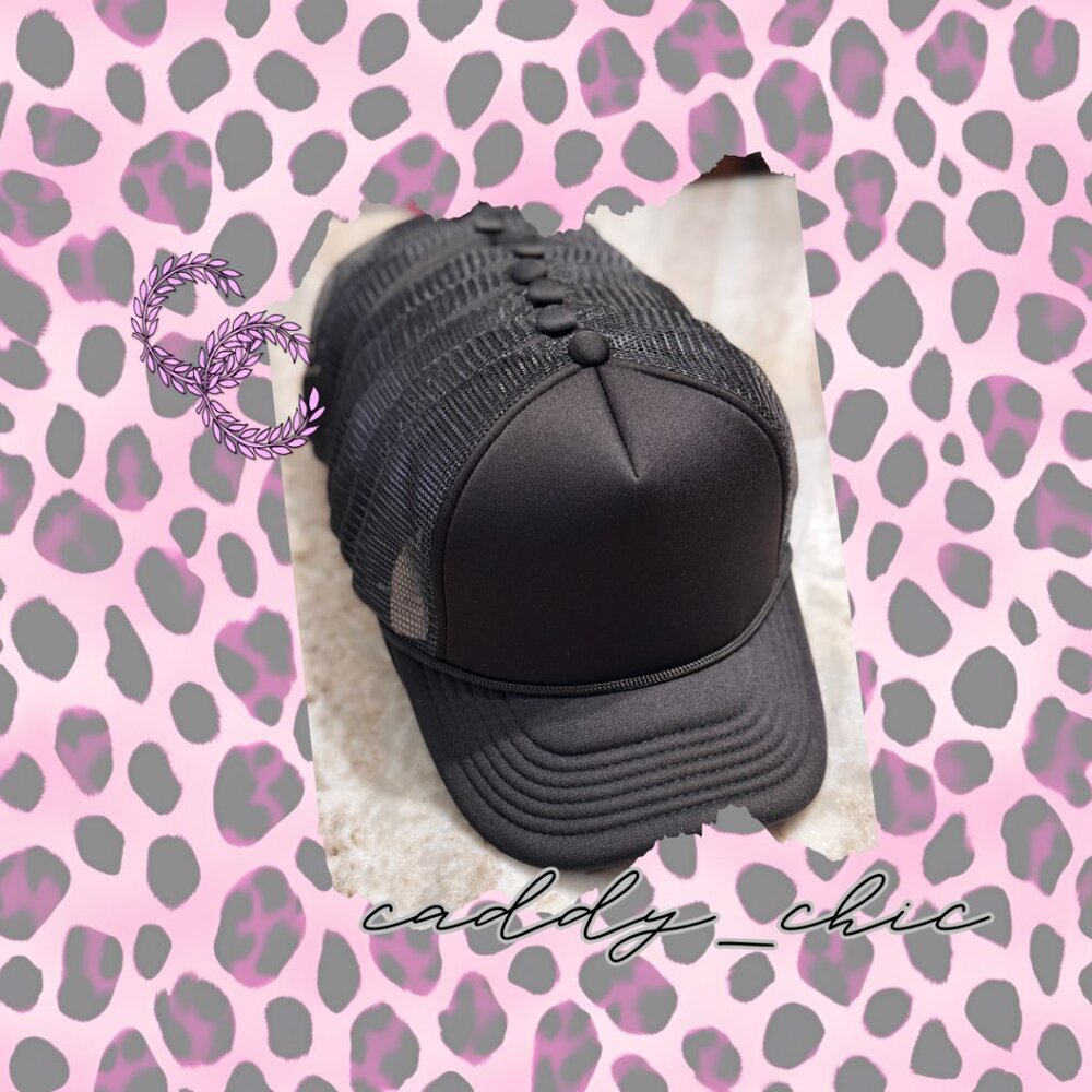 Lot of 8 Mid Profile Blank Trucker Hats – New Adjustable Mesh Caps Black - Picture 2 of 9